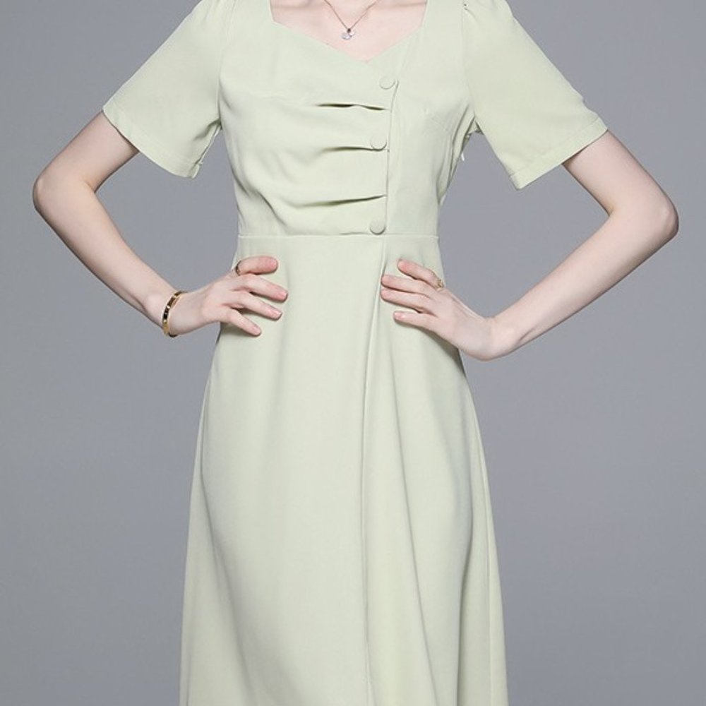 Simple and gentle style French waist short-sleeved dress - Picture 3 of 6